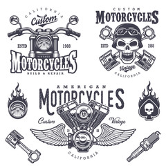 Obraz premium Set of vintage motorcycle emblems