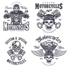 Set of vintage motorcycle emblems