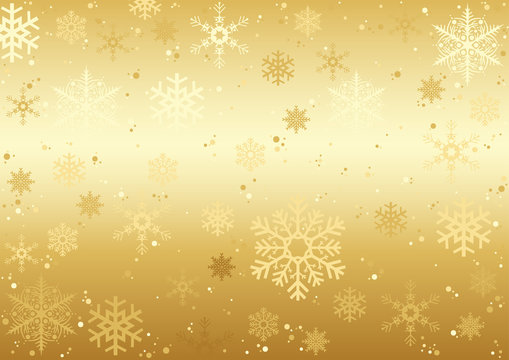 Christmas Snowflakes Texture - Golden Background Illustration, Vector