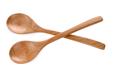 wood spoon on white background