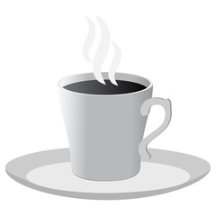 Black and white cup of coffee isolated