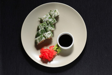 rolls portion serving traditional Japanese cuisine