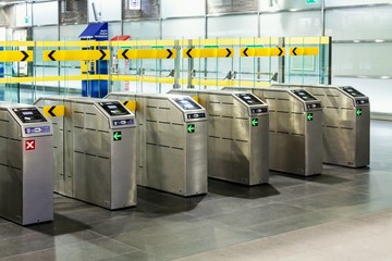 Underground metro station with modern gate