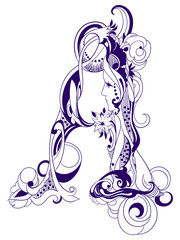 Vintage decorative initials letter A