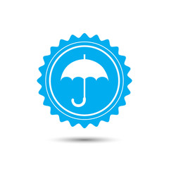 Vintage emblem medal. Umbrella icon, blue icon. eps 10