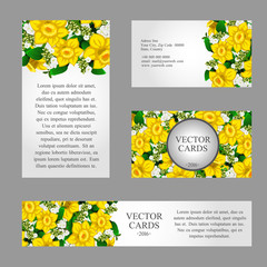 Four cards with the texture of yellow daffodils and sample text