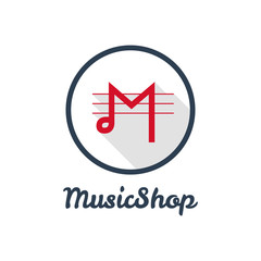 Vector flat modern minimalistic music shop or studio logo 