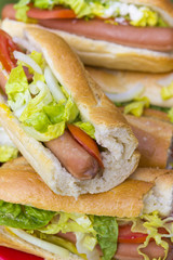 Lunch outdoors: home-made sandwitches close up