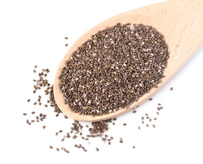 Chia seeds on a white background