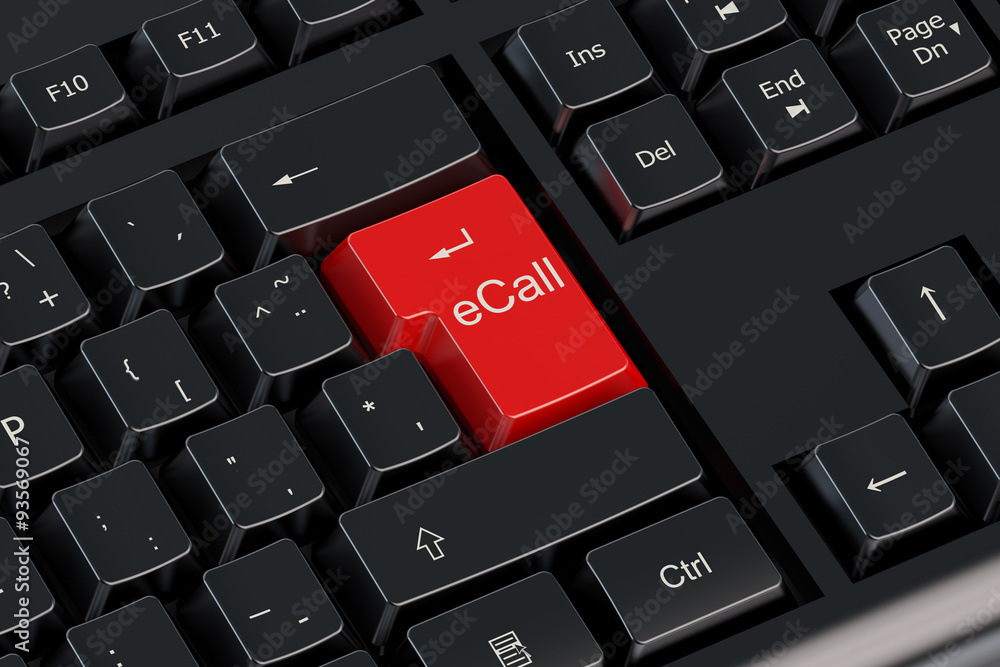 Aufkleber ecall red keyboard button