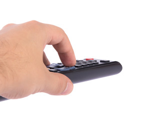 TV remote control in hand