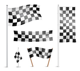 Checkered flags pictograms collection