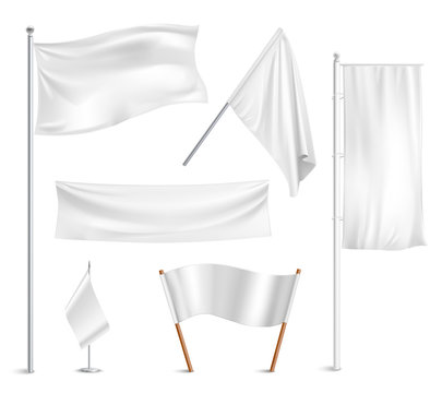 White flags pictograms collection