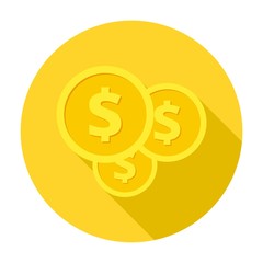Investment icon, money vector icon with long shadow