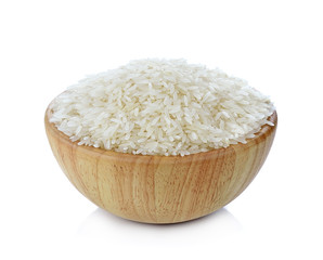 rice in a bowl isolated on white background