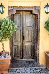 Old door on Santorini island, Greece