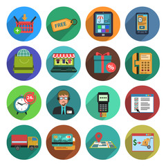 Online Shopping Flat Icon Set