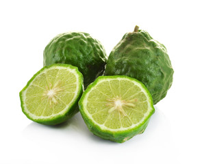 Kaffir lime on white background