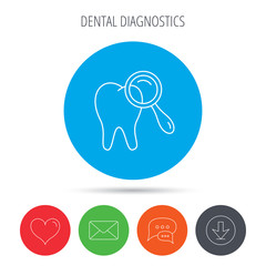 Dental diagnostic icon. Tooth hygiene sign.