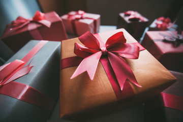 Stylish boxes with gifts.