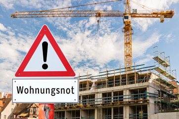 Naklejka premium Achtung Wohnungsnot Schild