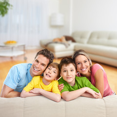 Obraz premium Happy family in a new house.