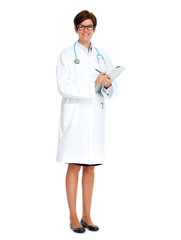 Mature medical doctor woman.