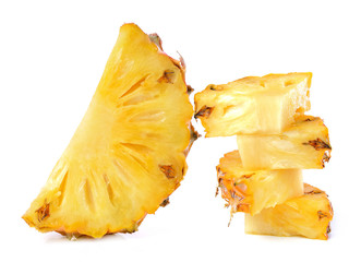 Juicy ripe sliced pineapple isolated on white background
