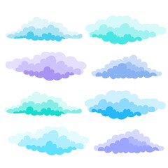 Cartoon Color Clouds Set. Illustration of a collection of variou