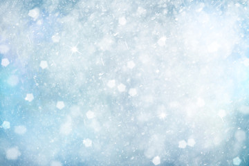 Bright silver blue colored abstract snowflake Christmas and New Year illustration background with sparkle. Beautiful Christmas and New Year Holiday greeting card with copy space background.