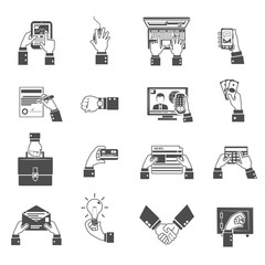 Business Hands Icons Black