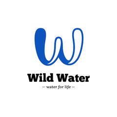Vector modern creative W letter logo. Abstract blue wave