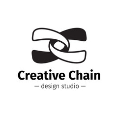 Vector modern creative abstract logo. Black and white chain