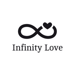 Vector trendy infinity sign with heart logotype. Modern romantic