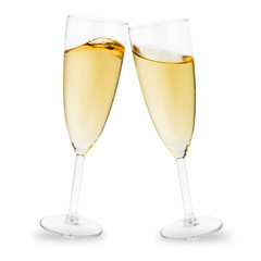 Sekt Glas anstoßen Sektgläser Silvester Party isoliert
