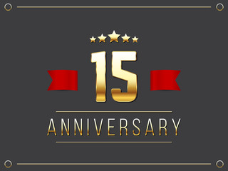 Fifteen years anniversary celebration logotype. 15th anniversary logo.
