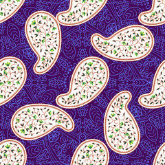 Vector paisley floral seamless pattern.