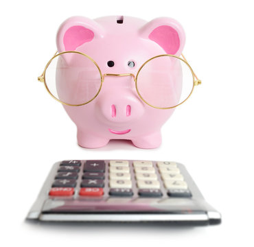 Piggybank and calculator