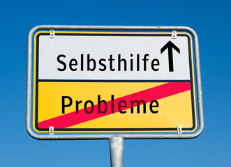Obraz premium Ortstafel Selbsthilfe/Problem