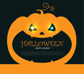 Halloween Party Design template, with pumpkin, bats and place