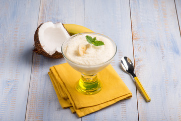 coconut and banana mousse