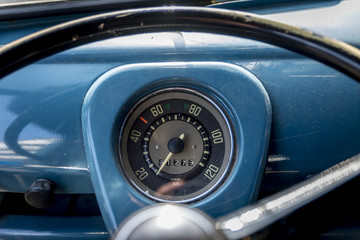 Detailed view of Transporter Bulli 1950s, speedometer