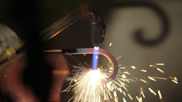 Work welding, close-ups, spark fire