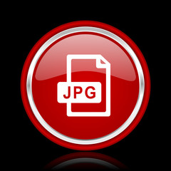 jpg file red glossy cirle web icon on black bacground