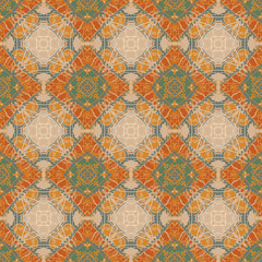 Seamless pattern with abstract motives.                   
Seamlessly repeating ornamental wallpaper or textile pattern with hand drawn abstract motives. 
