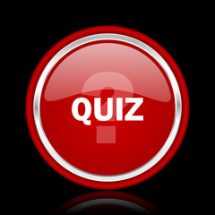 quiz red glossy cirle web icon on black bacground