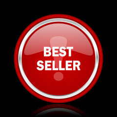 best seller red glossy cirle web icon on black bacground