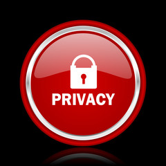 privacy red glossy cirle web icon on black bacground
