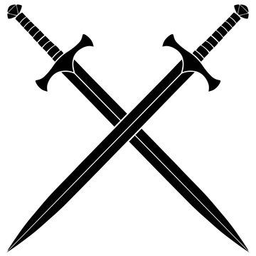 Crossed swords with a shield hi-res stock photography and images