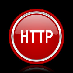 http red glossy cirle web icon on black bacground